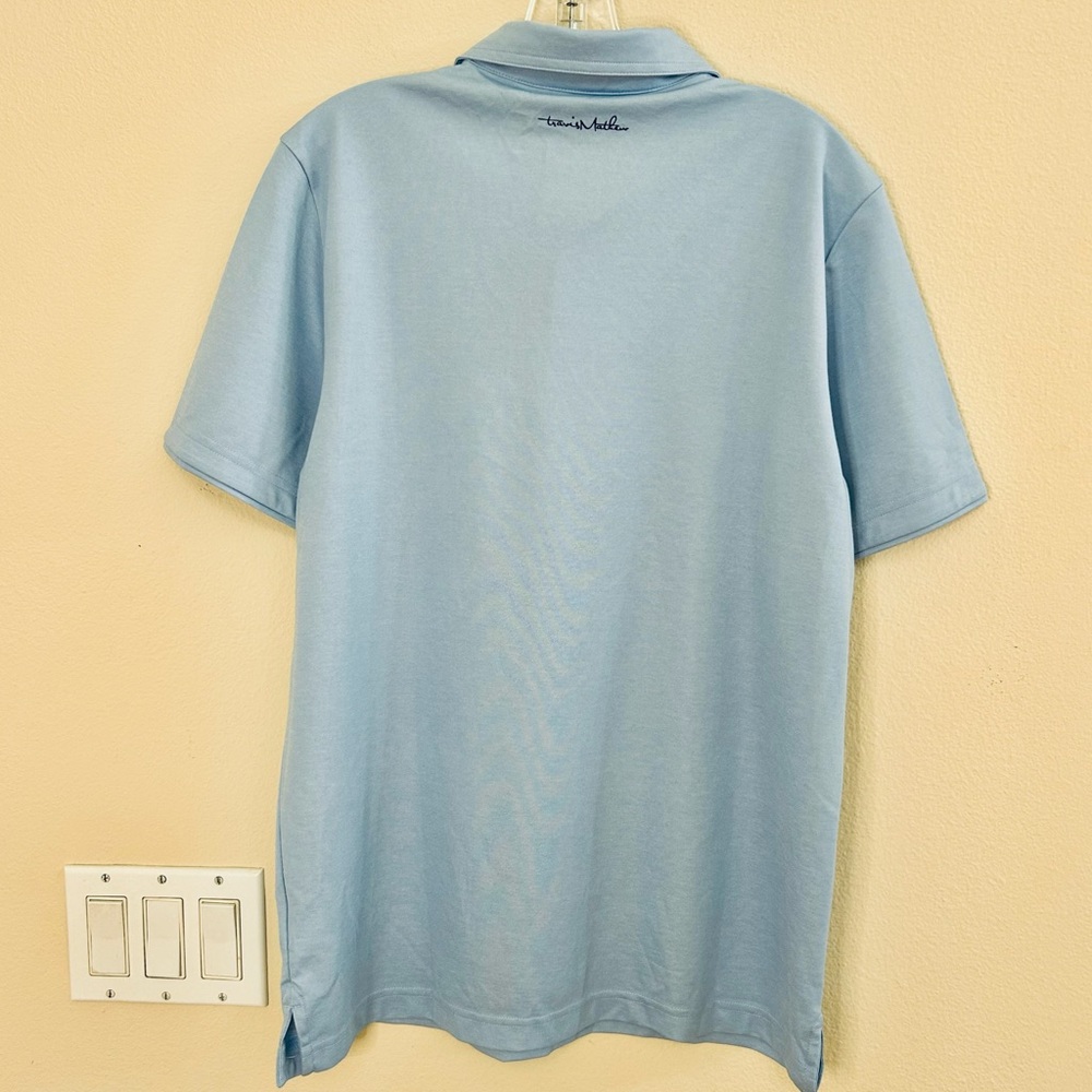 Travis Mathew NWT Excursion Blue Polo Shirt Medium Short Sleeve Golf - Picture 2 of 5